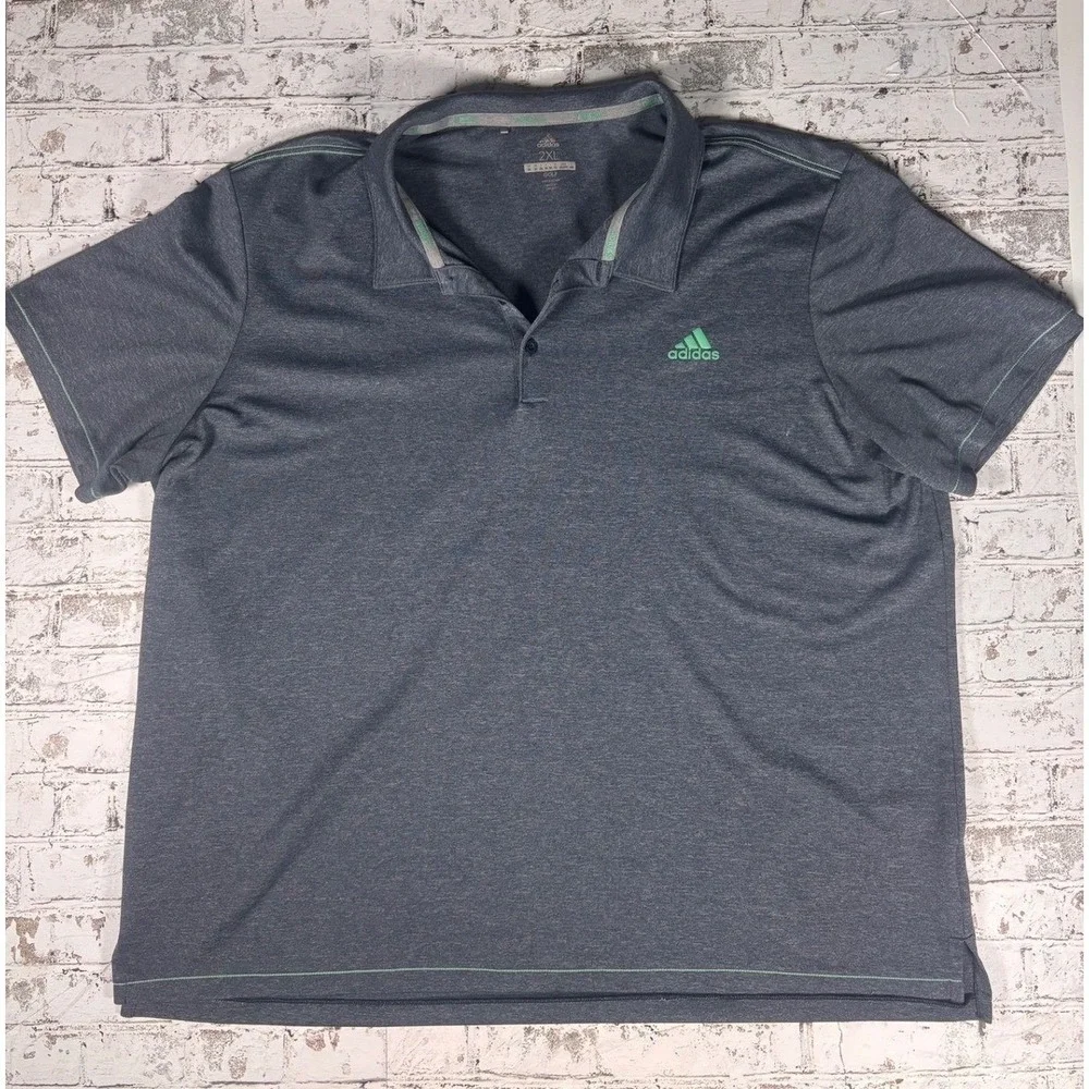 Adidas Golf Polo Shirt Mens 2XL Gray Green Heathered‎ Short Sleeve Performance